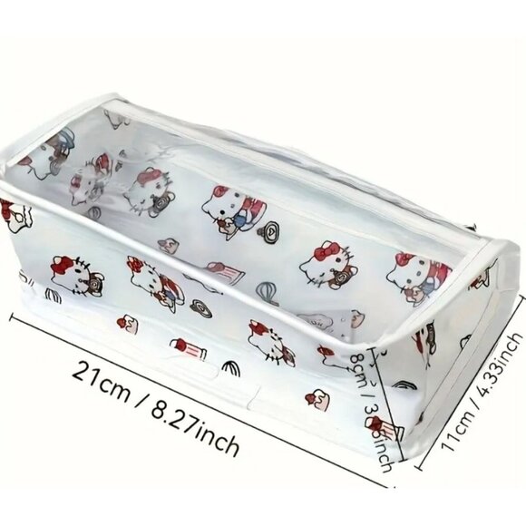 Hello Kitty Transparent Pencil & Makeup Bag – Soft Storage Case for Travel - Picture 4 of 4